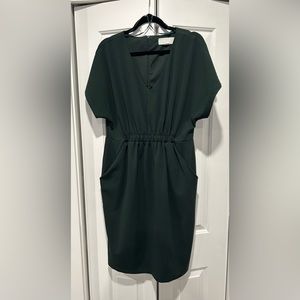 Forest green midi dress with pockets